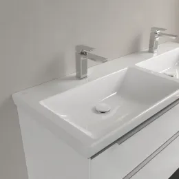 Villeroy & Boch Subway 3.0 Двойная раковина для установки на тумбу, 1300 x 475 x 165 mm, Альпийский белый, без перелива 4A71D101