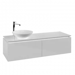 Villeroy & Boch Legato Тумба под раковину, 2 выдвижных ящика, 1400 x 380 x 500 mm, Glossy White / Glossy White B58700DH
