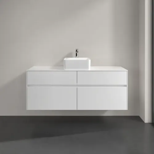 Villeroy & Boch Collaro Тумба под раковину, с подсветкой, 4 выдвижных ящика, 1400 x 548 x 500 mm, Glossy White / Glossy White C045B0DH