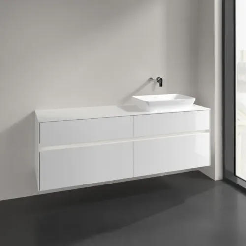 Villeroy & Boch Collaro Тумба под раковину, с подсветкой, 4 выдвижных ящика, 1600 x 548 x 500 mm, Glossy White / Glossy White C122B0DH