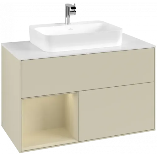 Villeroy & Boch Finion Тумба под раковину, с подсветкой, 2 выдвижных ящика, 1000 x 603 x 501 mm, Silk Grey Matt Lacquer / Silk Grey Matt Lacquer G361HJHJ