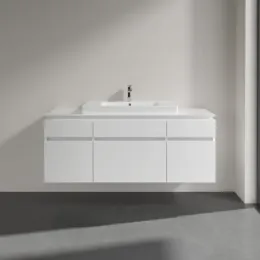 Villeroy & Boch Legato Тумба под раковину, 5 выдвижных ящиков, 1400 x 550 x 500 mm, Glossy White / Glossy White B69900DH