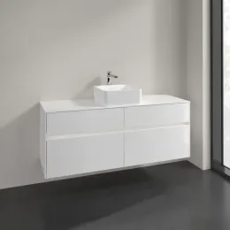 Villeroy & Boch Collaro Тумба под раковину, с подсветкой, 4 выдвижных ящика, 1400 x 548 x 500 mm, Glossy White / Glossy White C045B0DH