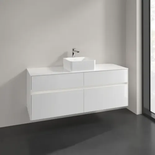 Villeroy & Boch Collaro Тумба под раковину, с подсветкой, 4 выдвижных ящика, 1400 x 548 x 500 mm, Glossy White / Glossy White C045B0DH