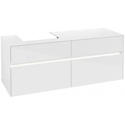 Villeroy & Boch Collaro Тумба под раковину, с подсветкой, 4 выдвижных ящика, 1400 x 548 x 500 mm, Glossy White / Glossy White C074B0DH