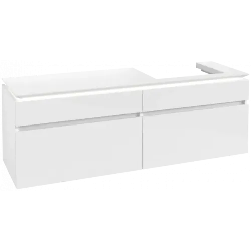 Villeroy & Boch Legato Тумба под раковину, с подсветкой, 4 выдвижных ящика, 1600 x 550 x 500 mm, Glossy White / Glossy White B691L0DH