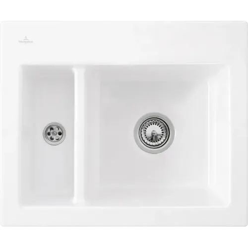 Villeroy & Boch Subway 60 XM Мойка, включая Комплект слива с ручным управлением, выкл Керамика, 620 x 510 mm, Альпийский белый CeramicPlus 678001R1