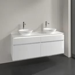 Villeroy & Boch Legato Тумба под раковину, с подсветкой, 4 выдвижных ящика, 1400 x 550 x 500 mm, Glossy White / Glossy White B592L0DH