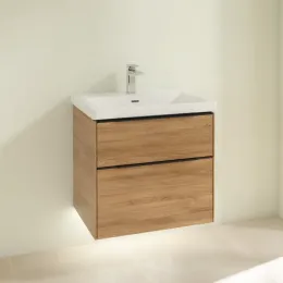 Villeroy & Boch Subway 3.0 Тумба под раковину, с подсветкой, 2 выдвижных ящика, 622 x 576 x 478 mm, Oak Kansas C576L1RH