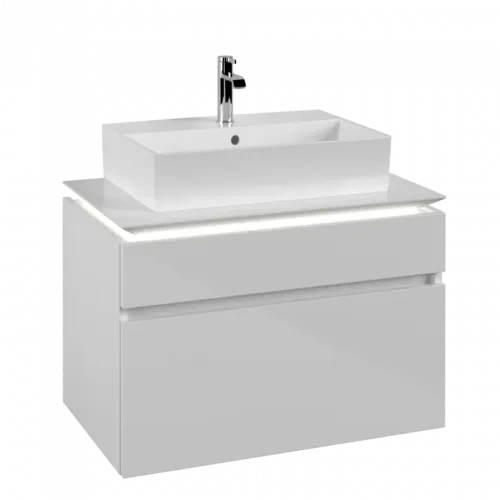 Villeroy & Boch Legato Тумба под раковину, с подсветкой, 2 выдвижных ящика, 800 x 550 x 500 mm, Glossy White / Glossy White B602L0DH