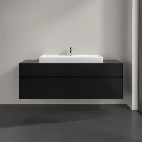 Villeroy & Boch Collaro Тумба под раковину, 4 выдвижных ящика, 1600 x 548 x 500 mm, Black Matt Lacquer / Black Matt Lacquer C03100PD