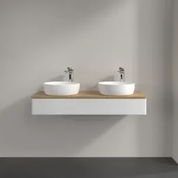 Villeroy & Boch Antao Тумба под раковину, 1 выдвижной ящик, 1200 x 190 x 500 mm, лицевая поверхность без текстурированной отделки, Glossy White Lacquer / Honey Oak K13051GF
