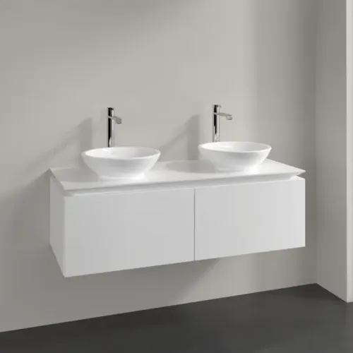 Villeroy & Boch Legato Тумба под раковину, 2 выдвижных ящика, 1200 x 380 x 500 mm, Glossy White / Glossy White B58300DH