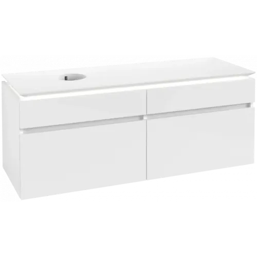Villeroy & Boch Legato Тумба под раковину, с подсветкой, 4 выдвижных ящика, 1400 x 550 x 500 mm, Glossy White / Glossy White B614L0DH