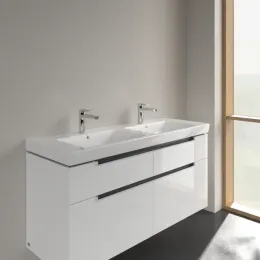 Villeroy & Boch Subway 2.0 Двойная раковина для установки на тумбу, 1300 x 470 x 150 mm, Альпийский белый, с переливом 7175D001