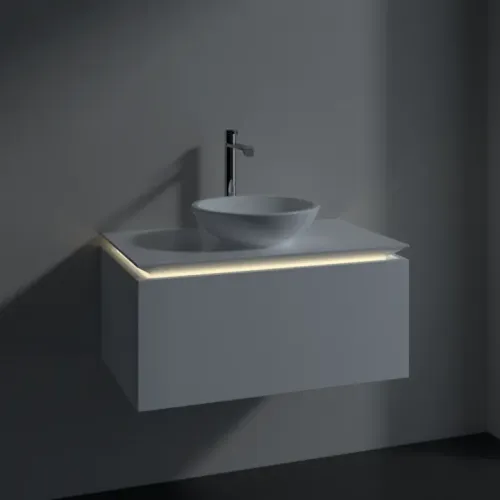 Villeroy & Boch Legato Тумба под раковину, с подсветкой, 1 выдвижной ящик, 800 x 380 x 500 mm, Glossy White / Glossy White B569L0DH