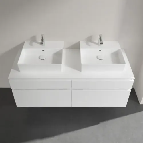 Villeroy & Boch Legato Тумба под раковину, 4 выдвижных ящика, 1400 x 550 x 500 mm, Glossy White / Glossy White B66900DH