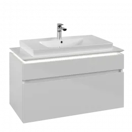 Villeroy & Boch Legato Тумба под раковину, с подсветкой, 2 выдвижных ящика, 1000 x 550 x 500 mm, Glossy White / Glossy White B695L0DH