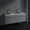 Villeroy & Boch Legato Тумба под раковину, с подсветкой, 4 выдвижных ящика, 1400 x 550 x 500 mm, Glossy White / Glossy White B592L0DH