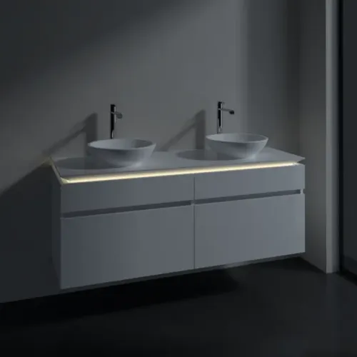 Villeroy & Boch Legato Тумба под раковину, с подсветкой, 4 выдвижных ящика, 1400 x 550 x 500 mm, Glossy White / Glossy White B592L0DH