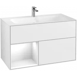 Villeroy & Boch Finion Тумба под раковину, с подсветкой, 2 выдвижных ящика, 996 x 591 x 498 mm, Glossy White Lacquer / Glossy White Lacquer G030GFGF