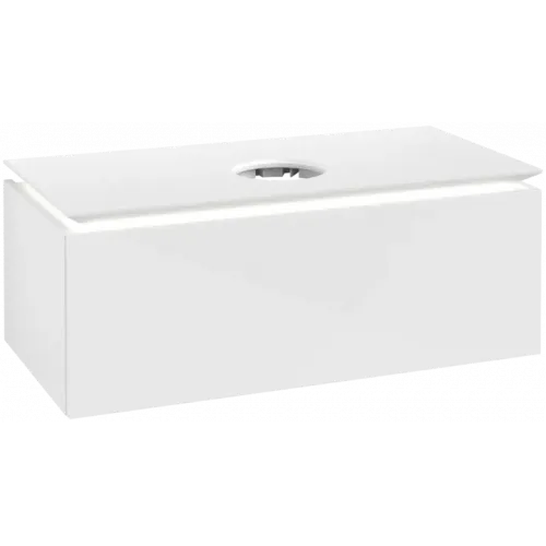 Villeroy & Boch Legato Тумба под раковину, с подсветкой, 1 выдвижной ящик, 1000 x 380 x 500 mm, Glossy White / Glossy White B571L0DH