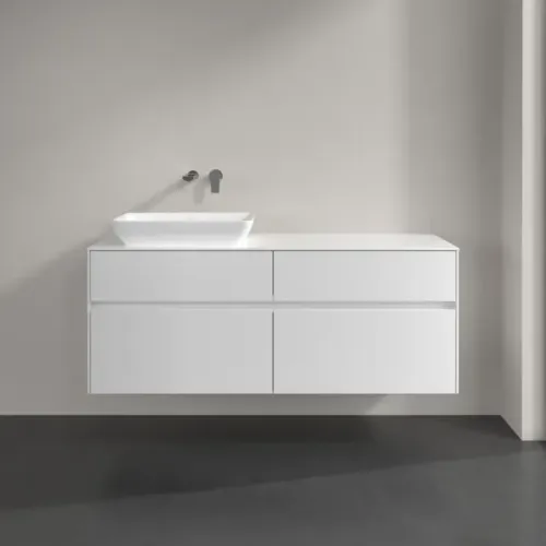 Villeroy & Boch Collaro Тумба под раковину, с подсветкой, 4 выдвижных ящика, 1400 x 548 x 500 mm, Glossy White / Glossy White C117B0DH