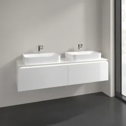 Villeroy & Boch Legato Тумба под раковину, с подсветкой, 2 выдвижных ящика, 1600 x 380 x 500 mm, Glossy White / Glossy White B767L0DH