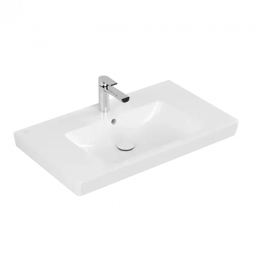 Villeroy & Boch Subway 2.0 Pаковина для установки на тумбу, 800 x 475 x 175 mm, Альпийский белый CeramicPlus, с переливом, шлифованный 71758GR1