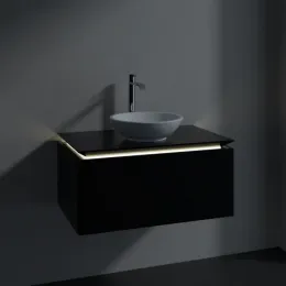 Villeroy & Boch Legato Тумба под раковину, с подсветкой, 1 выдвижной ящик, 800 x 380 x 500 mm, Black Matt Lacquer / Black Matt Lacquer B569L0PD