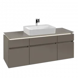 Villeroy & Boch Legato Тумба под раковину, с подсветкой, 5 выдвижных ящиков, 1400 x 550 x 500 mm, Truffle Grey / Truffle Grey B760L0VG