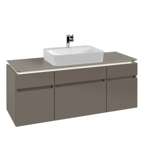 Villeroy & Boch Legato Тумба под раковину, с подсветкой, 5 выдвижных ящиков, 1400 x 550 x 500 mm, Truffle Grey / Truffle Grey B760L0VG