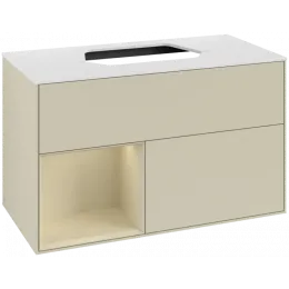 Villeroy & Boch Finion Тумба под раковину, с подсветкой, 2 выдвижных ящика, 1000 x 603 x 501 mm, Silk Grey Matt Lacquer / Silk Grey Matt Lacquer F361HJHJ