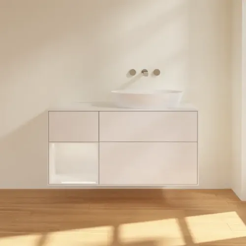 Villeroy & Boch Finion Тумба под раковину, с подсветкой, 3 выдвижных ящика, 1200 x 603 x 501 mm, Glossy White Lacquer / Glossy White Lacquer FA41GFGF