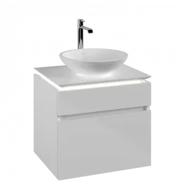 Villeroy & Boch Legato Тумба под раковину, с подсветкой, 2 выдвижных ящика, 600 x 550 x 500 mm, Glossy White / Glossy White B568L0DH