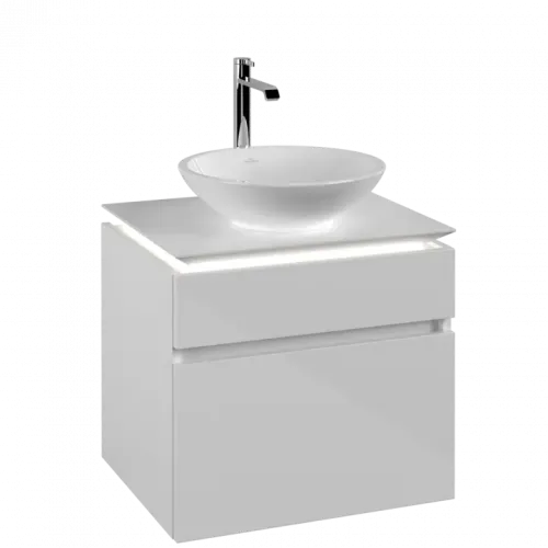 Villeroy & Boch Legato Тумба под раковину, с подсветкой, 2 выдвижных ящика, 600 x 550 x 500 mm, Glossy White / Glossy White B568L0DH