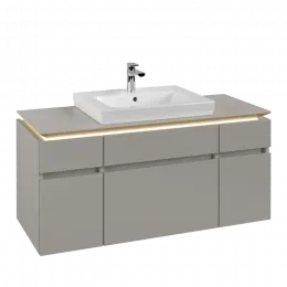 Villeroy & Boch Legato Тумба под раковину, с подсветкой, 5 выдвижных ящиков, 1200 x 550 x 500 mm, Soft Grey / Soft Grey B683L0VK