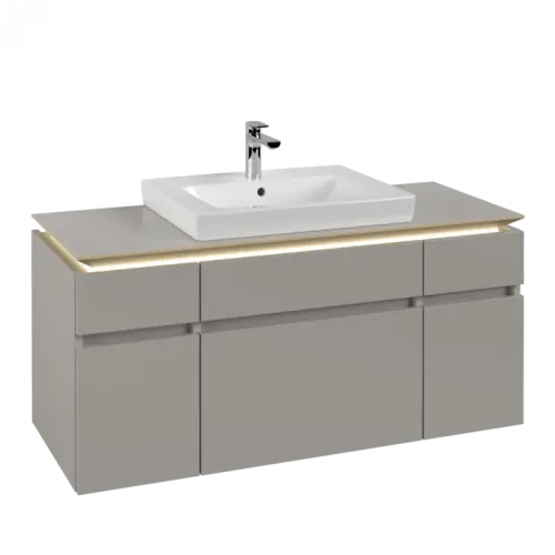 Villeroy & Boch Legato Тумба под раковину, с подсветкой, 5 выдвижных ящиков, 1200 x 550 x 500 mm, Soft Grey / Soft Grey B683L0VK
