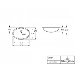 Раковина под столешницу Villeroy & Boch Evana 61.5 x 41.5 см CeramicPlus 614400R1