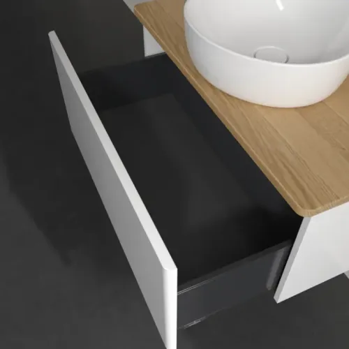 Villeroy & Boch Antao Тумба под раковину, 1 выдвижной ящик, 800 x 360 x 500 mm, лицевая поверхность без текстурированной отделки, Glossy White Lacquer / Honey Oak K30051GF