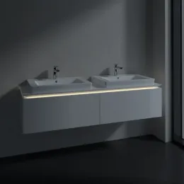 Villeroy & Boch Legato Тумба под раковину, с подсветкой, 2 выдвижных ящика, 1600 x 380 x 500 mm, Glossy White / Glossy White B692L0DH