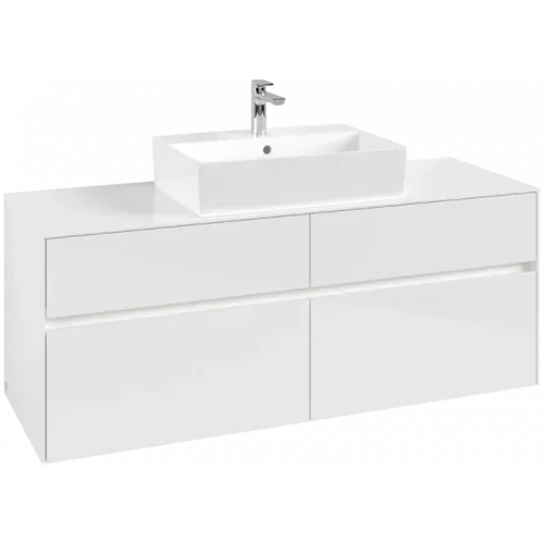 Villeroy & Boch Collaro Тумба под раковину, с подсветкой, 4 выдвижных ящика, 1400 x 548 x 500 mm, Glossy White / Glossy White C131B0DH