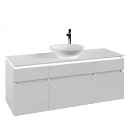 Villeroy & Boch Legato Тумба под раковину, с подсветкой, 5 выдвижных ящиков, 1400 x 550 x 500 mm, White Matt / White Matt B586L0MS
