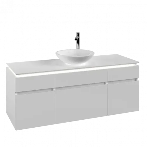Villeroy & Boch Legato Тумба под раковину, с подсветкой, 5 выдвижных ящиков, 1400 x 550 x 500 mm, White Matt / White Matt B586L0MS