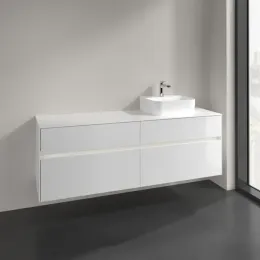 Villeroy & Boch Collaro Тумба под раковину, с подсветкой, 4 выдвижных ящика, 1600 x 548 x 500 mm, Glossy White / Glossy White C106B0DH