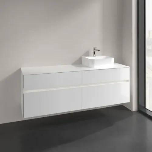 Villeroy & Boch Collaro Тумба под раковину, с подсветкой, 4 выдвижных ящика, 1600 x 548 x 500 mm, Glossy White / Glossy White C106B0DH