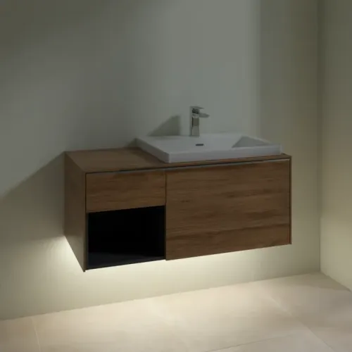 Villeroy & Boch Subway 3.0 Тумба под раковину, с подсветкой, 2 выдвижных ящика, 1001 x 423 x 516 mm, Oak Kansas / Oak Kansas C571L0RH