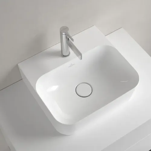 Villeroy & Boch Finion Раковина компактная, 430 x 390 x 140 mm, Альпийский белый CeramicPlus, со скрытым переливом, шлифованный 43644CR1