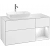 Villeroy & Boch Finion Тумба под раковину, с подсветкой, 3 выдвижных ящика, 1200 x 603 x 501 mm, Glossy White Lacquer / Glossy White Lacquer G811GFGF