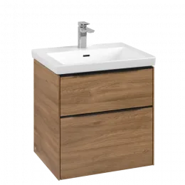 Villeroy & Boch Subway 3.0 Тумба под раковину, с подсветкой, 2 выдвижных ящика, 572 x 576 x 478 mm, Oak Kansas C578L1RH